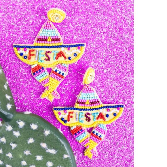 NWT  BOUTIQUE    FIESTA PARTY SEED BEAD EARRINGS  PERFECT 4 CINCO de MAYO - Picture 1 of 1